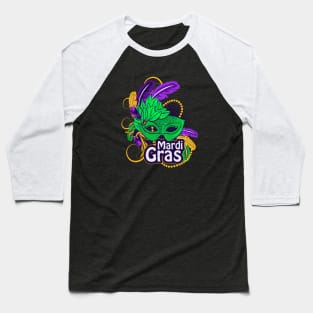 Mardi Gras For Women 2020 NOLA Feathers Mask Souvenir Baseball T-Shirt